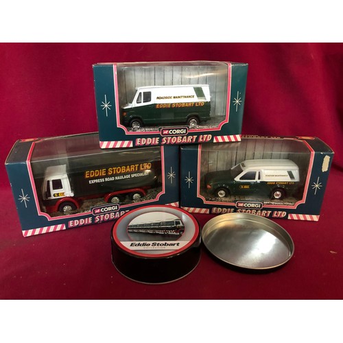 16 - Selection of 3 Eddie Stobart models and a set of Eddie Stobart coasters. The models are 58304 Ford E... 