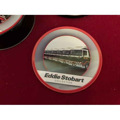 16 - Selection of 3 Eddie Stobart models and a set of Eddie Stobart coasters. The models are 58304 Ford E... 