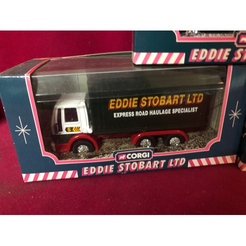 16 - Selection of 3 Eddie Stobart models and a set of Eddie Stobart coasters. The models are 58304 Ford E... 