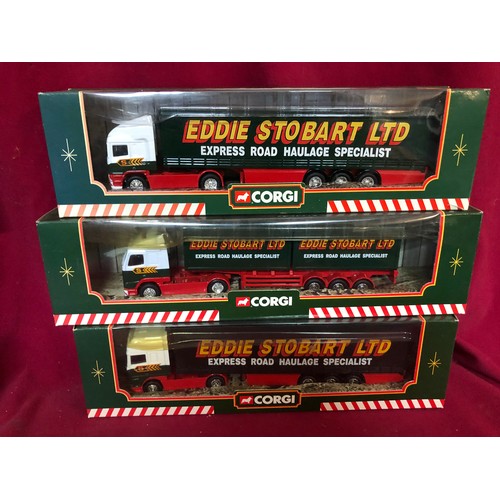 18 - Selection of 6 Eddie Stobart models. A 59502 ERF curtainside trailer, a TY86705 Volvo skeletal trail... 
