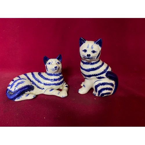 474 - Pair of Blue and White porcelain oriental cats