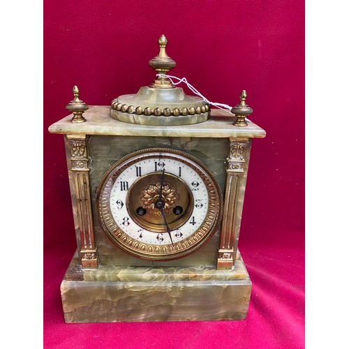 52 - French style green onyx mantle clock