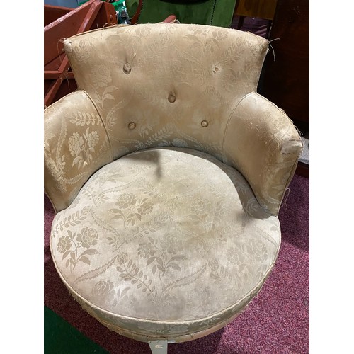 72 - Plain wood carver chair with padded base, seat height is 39cms and back height is 86cms. Also small ... 