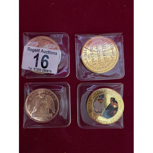 16 - 4 commemorative coins in capsules