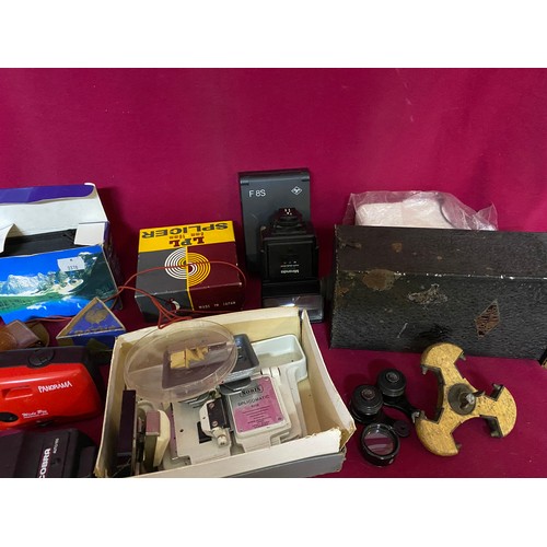 27 - Box of vintage camera and camera accessories