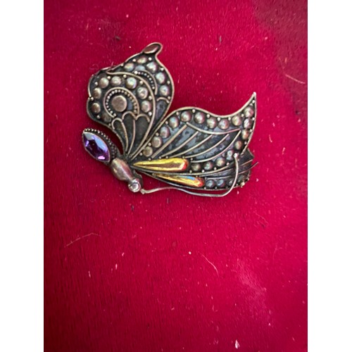 29 - Sterling silver butterfly brooch