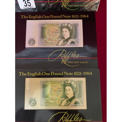 35 - 3 vintage £1 notes