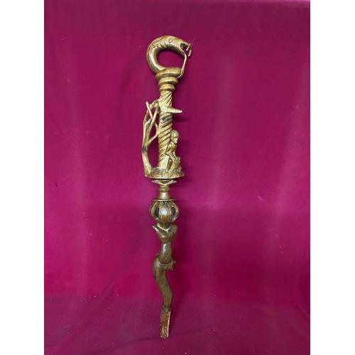 746 - Hand carved wooden African Tribal spirit stick.