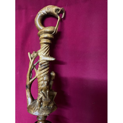 746 - Hand carved wooden African Tribal spirit stick.