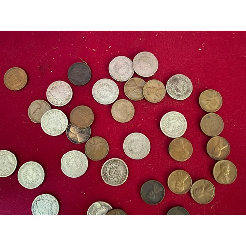 885 - Selection of USA coins Liberty and Buffalo nickels 1890 to 1936 and 22 wheat cents 1912 to 1950's