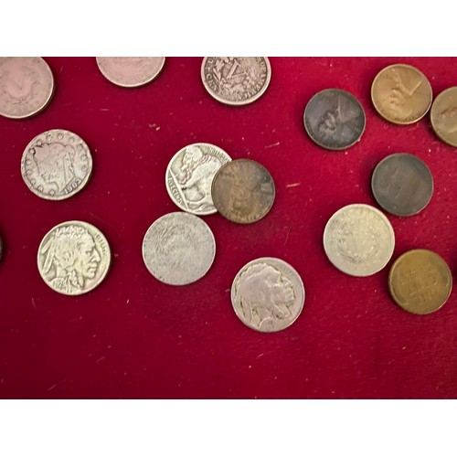 885 - Selection of USA coins Liberty and Buffalo nickels 1890 to 1936 and 22 wheat cents 1912 to 1950's