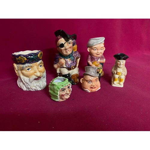 992 - Selection of Toby Jugs, some miniature. Repair made to Long John Silver