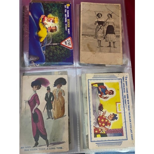 884 - 100 postcards Edwardian onwards of Oriental scenes, early comic and later Bamforth comic romantic an... 