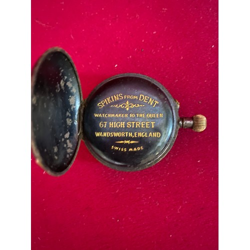 641 - Pocket watch from Spikins from Dent, watchmakers to the Queen, Wandsworth England. Base metal case w... 