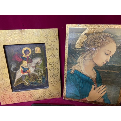 637 - Selection of religious paintings on wood.