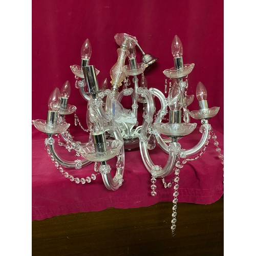 625 - Glass 8 arm chandelier