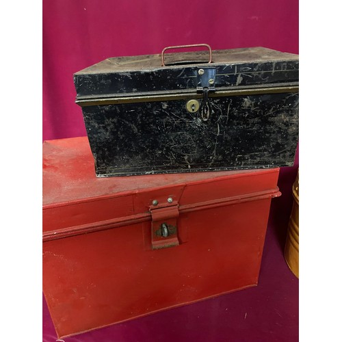 620 - Selection of metal coloured boxes with largest measuring 42 x 38 x 30 cms