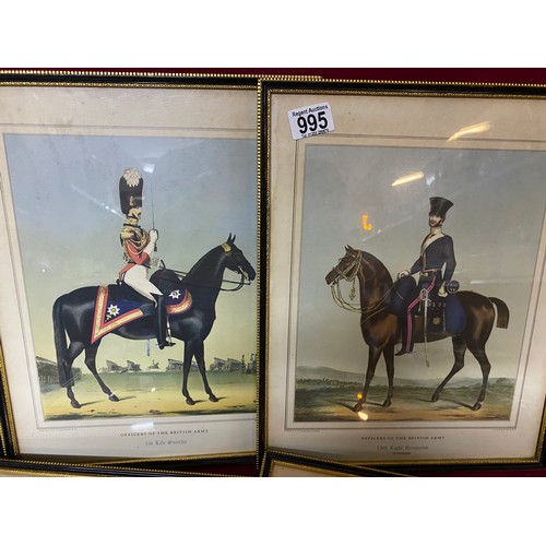 995 - Selection of 8 prints depicting 'officers of the British army'