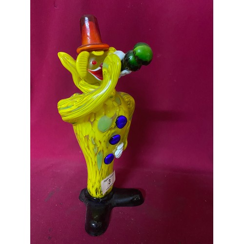 3 - 2 Murano style clowns, one pineapple clown