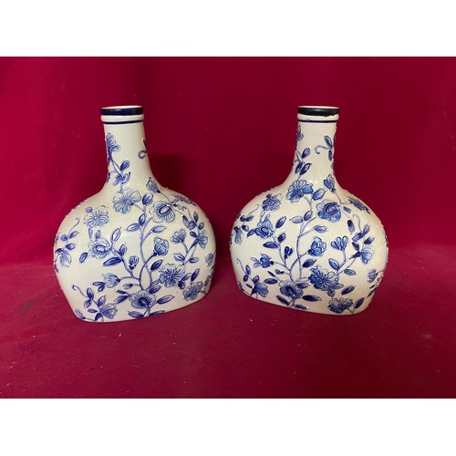 8 - Selection of 4 blue and white vases with largest measuring 30 cms tall