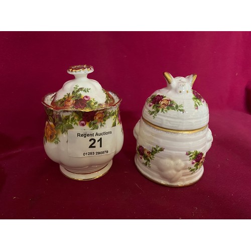 21 - Selection of Royal Albert 'Country Roses' trinket boxes, vase, butter dish, preserve pot