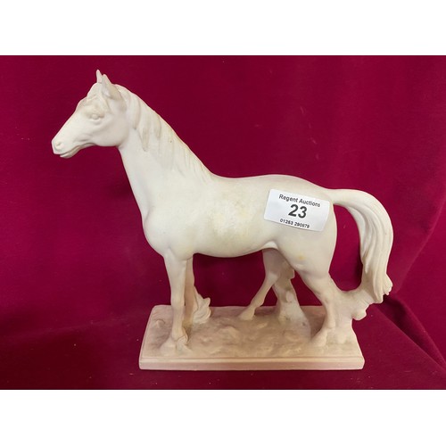 23 - Selection of 3 horse figures with largest measuring 26 cms tall