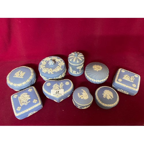 27 - Selection of 9 Wedgewood Jasperware trinket boxes