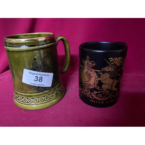 38 - Selection of 5 tankards from Portmeirion and Lord Nelson