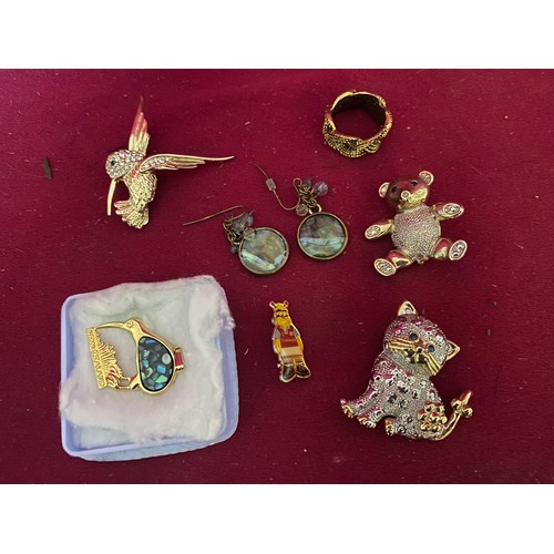 44 - Selection of necklaces, earrings, brooches and perfume bottles