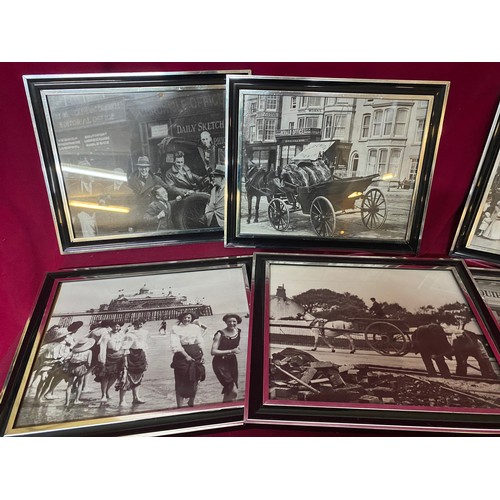 48 - Selection of 8 Victorian Blackpool scene framed pictures