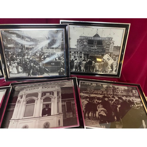 48 - Selection of 8 Victorian Blackpool scene framed pictures