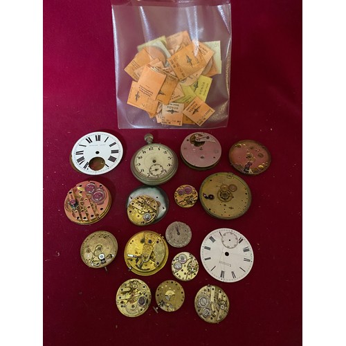 68 - Collection of antique and vintage pocket and fob watch movements and dials plus new vintage Ronda ba... 