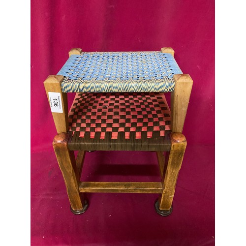 136 - 2 footstools including a rope cord stool