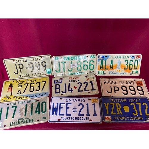 201 - Selection of 15 vintage metal American license plates including a Florida Challenger and a Georgia 1... 