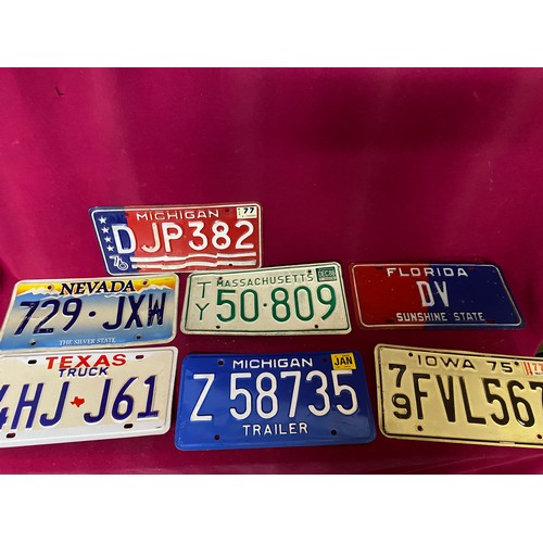 201 - Selection of 15 vintage metal American license plates including a Florida Challenger and a Georgia 1... 