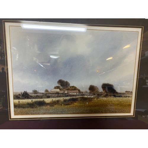 204 - Framed Edward Emerson sigend original watercolour titles 'Lane End Farm' measuring 75 x 60 cms