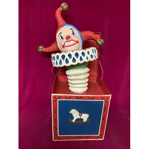 213 - Large display paper mache jack in the box measuring 75 cms tall