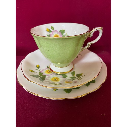 220 - A Royal Standard Wild Rose teaset comprising sandwich plate, 6 side plates, 6 saucers, 4 cups, milk ... 