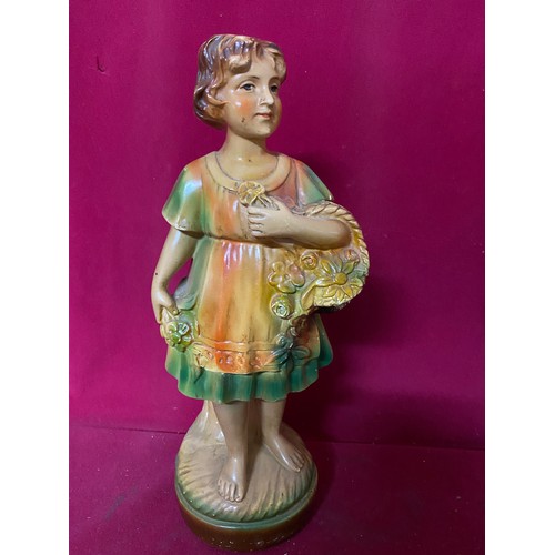 221 - Ceramic figurine of boy and girl measuring 36 cms tall