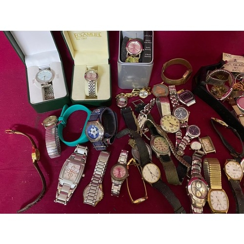 67 - Approx 30 ladies and gents watches including 3 with original boxes plus some watch straps etc