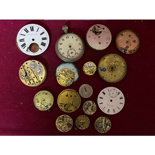 68 - Collection of antique and vintage pocket and fob watch movements and dials plus new vintage Ronda ba... 