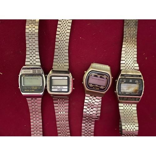 69 - 7 vintage 1980's mens digital watches Pulsar, Ingersoll, Henderson, Sinclair etc