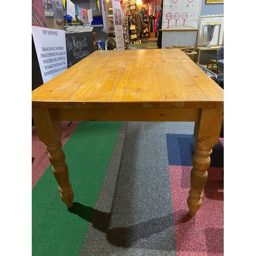 334 - Pine farmhouse style table measuring 154 x 90 cms with removable legs