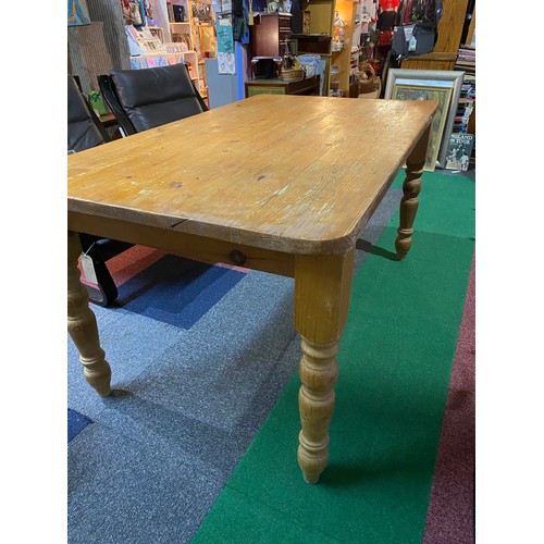 334 - Pine farmhouse style table measuring 154 x 90 cms with removable legs