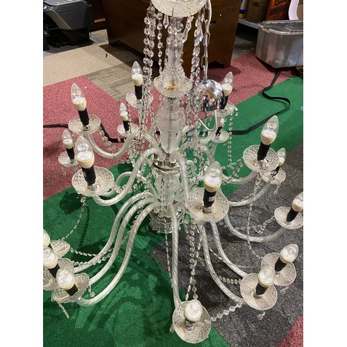 290 - Large  2 tier, 18 arm glass Chandelier