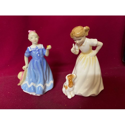 355 - Royal Doulton figurines, 'Sit', 'Amanda' and 'Posy for you'