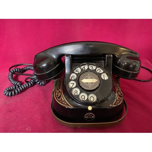 324 - Vintage RTT Anvers Belgique Bell Kettle Telephone MFG Company. It is black enameled, with white dial... 