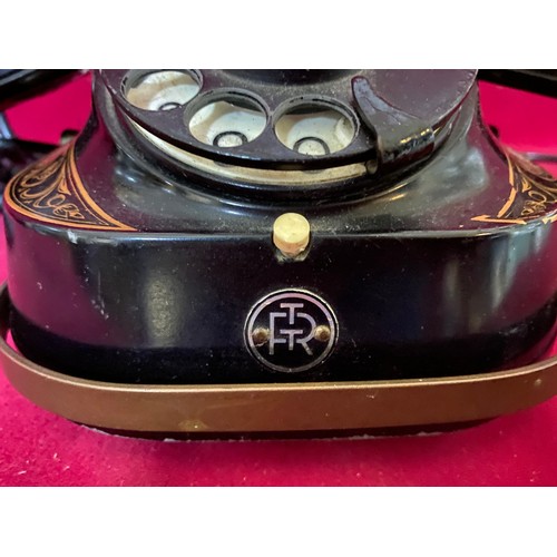 324 - Vintage RTT Anvers Belgique Bell Kettle Telephone MFG Company. It is black enameled, with white dial... 