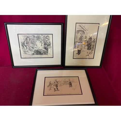 339 - Set of 3 prints from Punch Cartoon in black frames, with certificate of authenticity