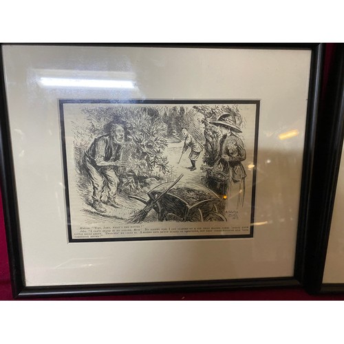 339 - Set of 3 prints from Punch Cartoon in black frames, with certificate of authenticity